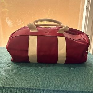 NWOT HOGAN duffle bag. Red leather and nylon canvas with khaki straps